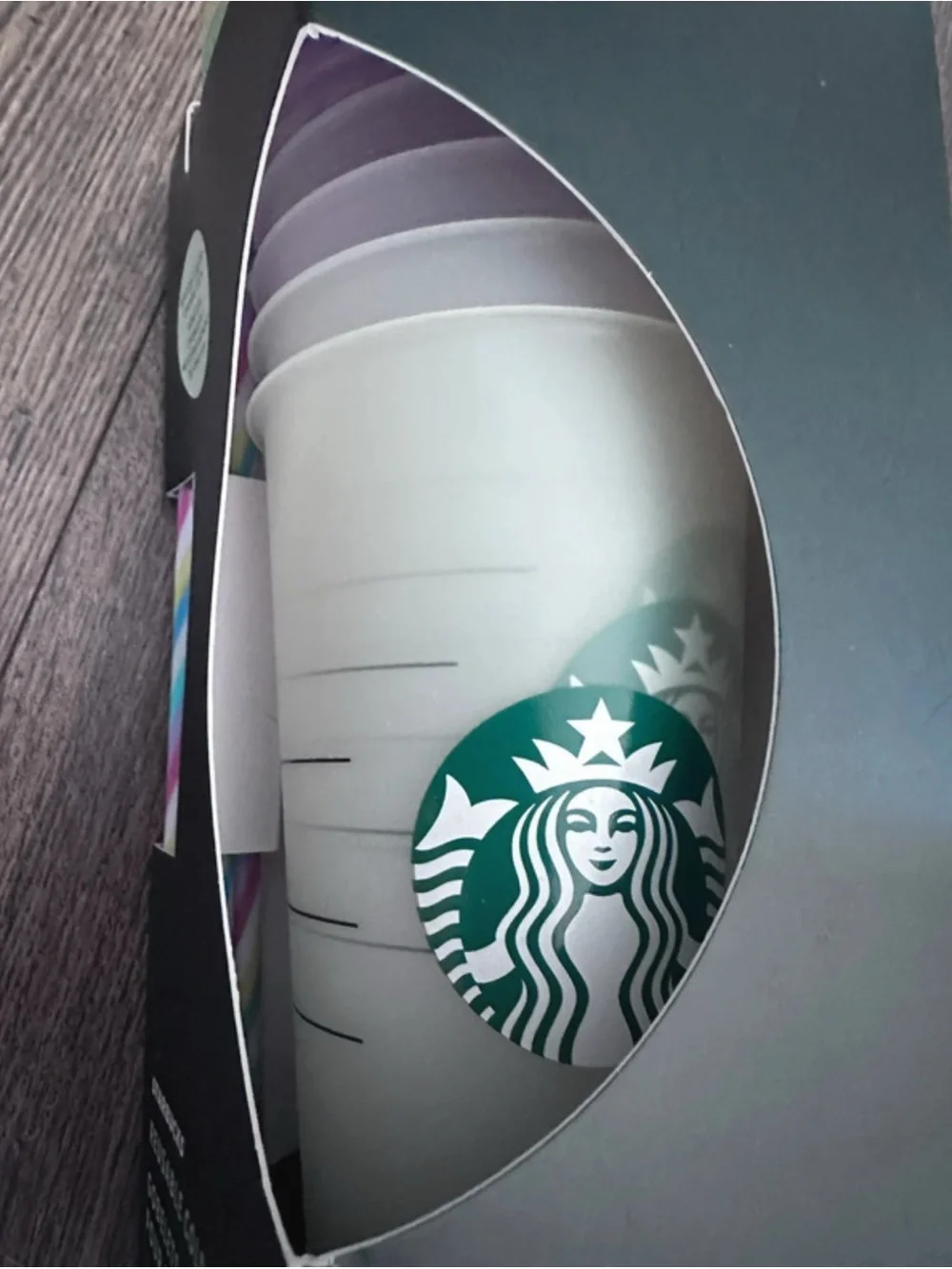 Starbucks Reusable Cold Cups Set with Rainbow Straws - White Cups